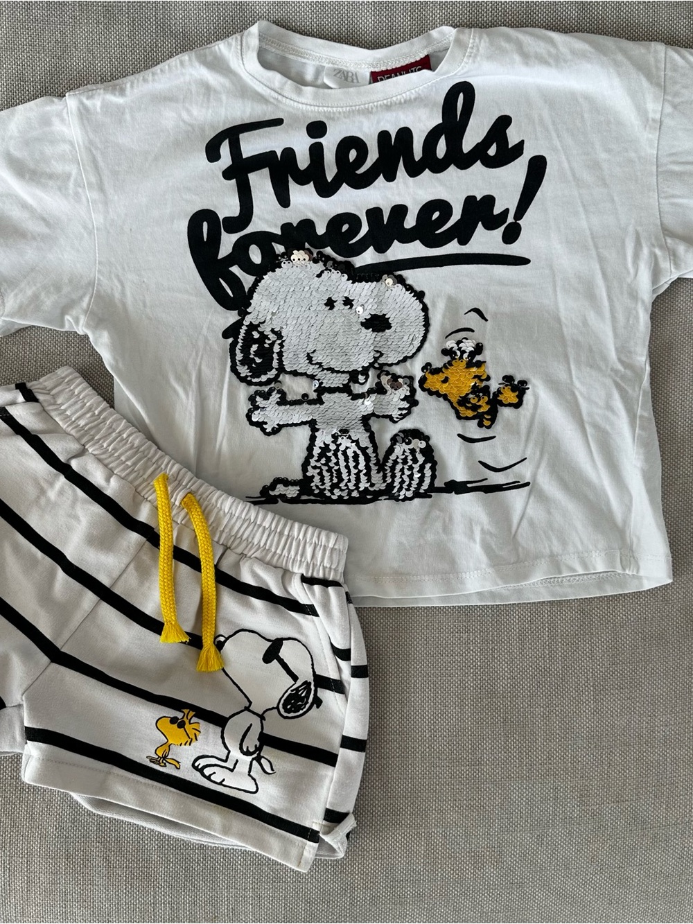 Zara Kids x Peanuts Snoopy Pajama Set | Size 7 (122 cm) | Reversible Sequins